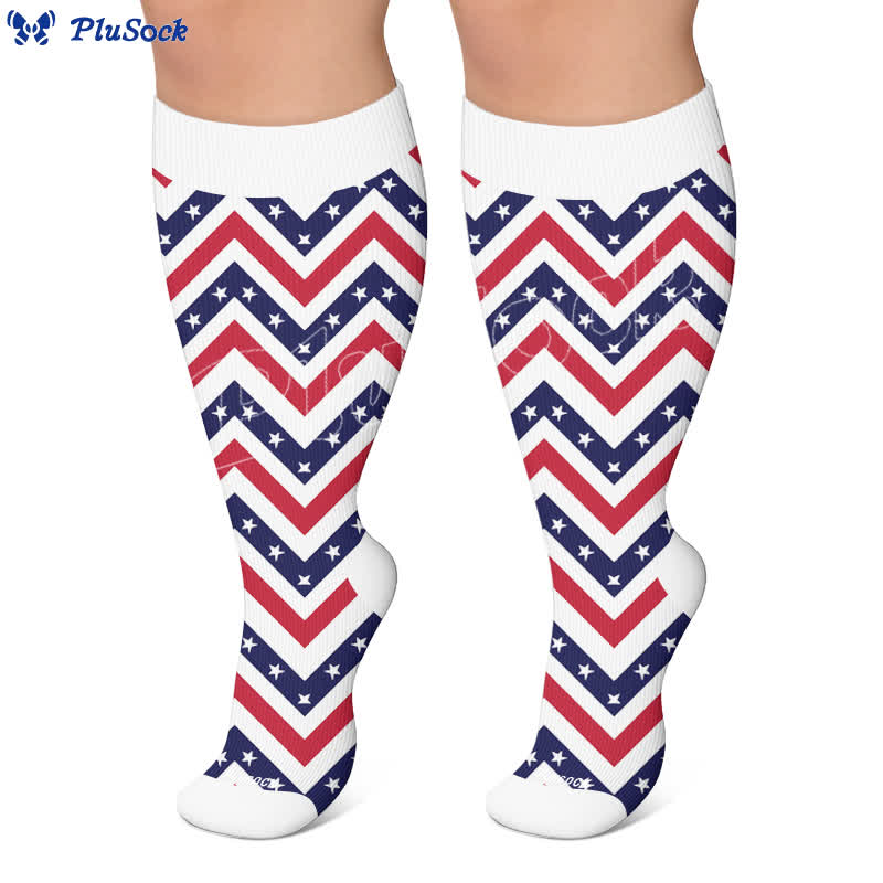 Plusock Plus Size Americana Star Stripe Compression Socks - image 5
