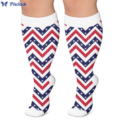 Plusock Plus Size Americana Star Stripe Compression Socks - image 5