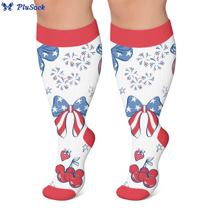 Plusock Plus Size Americana Star Stripe Compression Socks - image 6