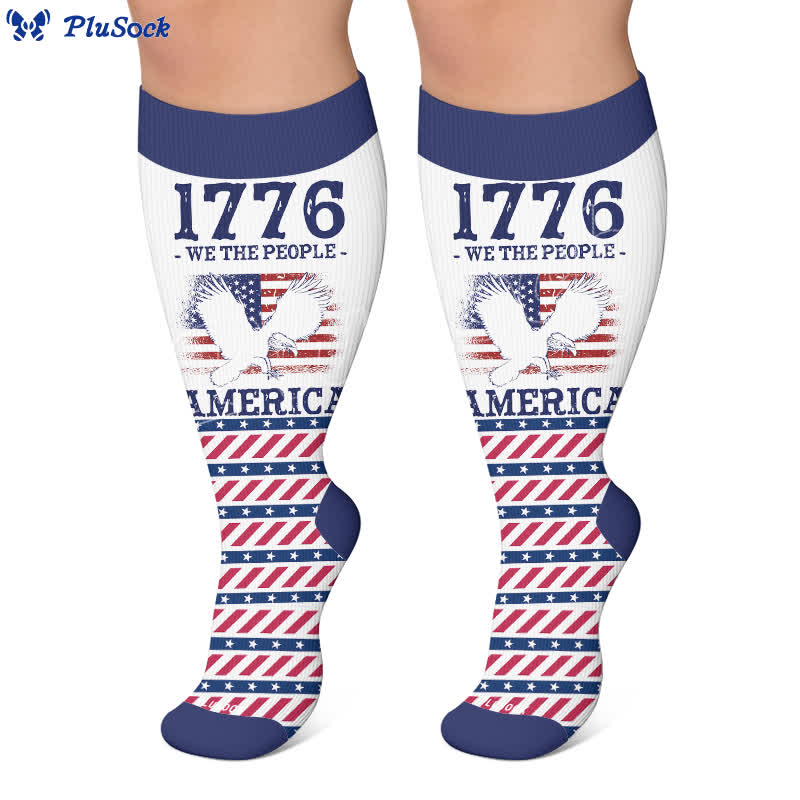 Plusock Plus Size Americana Star Stripe Compression Socks - image 7