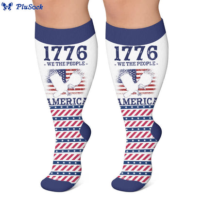 Plusock Plus Size Americana Star Stripe Compression Socks - image 7