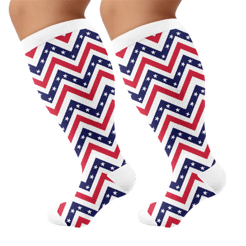 Plusock Plus Size Americana Star Stripe Compression Socks - image 8