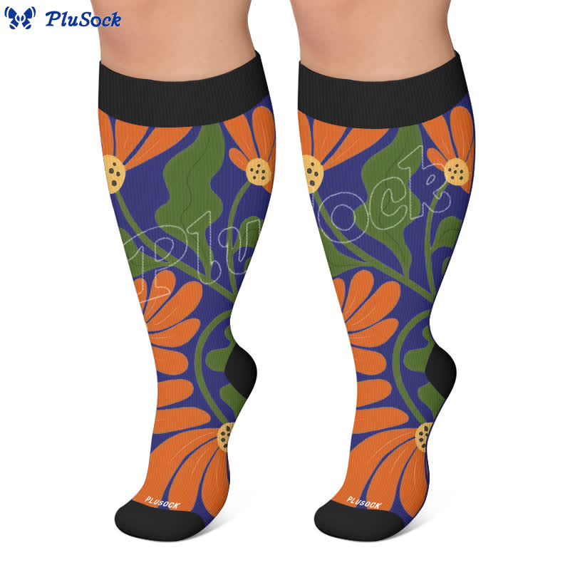 Plusock Plus Size Blooming Flowers Compression Socks - image 5