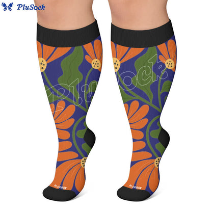 Plusock Plus Size Blooming Flowers Compression Socks - image 5