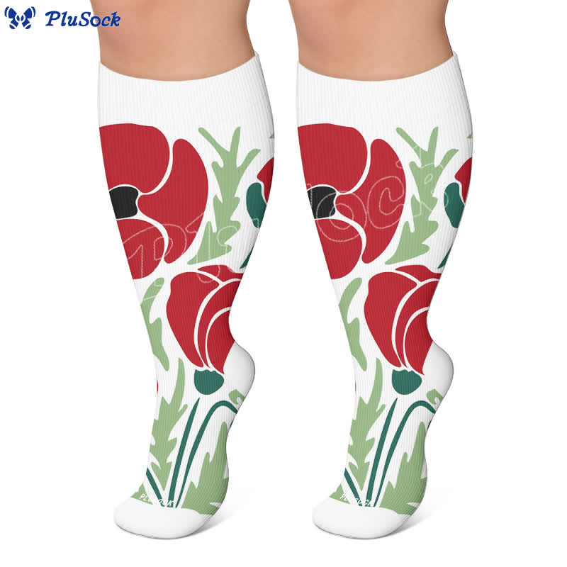 Plusock Plus Size Blooming Flowers Compression Socks - image 7