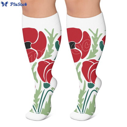 Plusock Plus Size Blooming Flowers Compression Socks - image 7