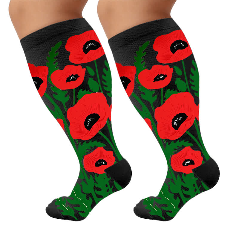 Plusock Plus Size Blooming Flowers Compression Socks - image 9