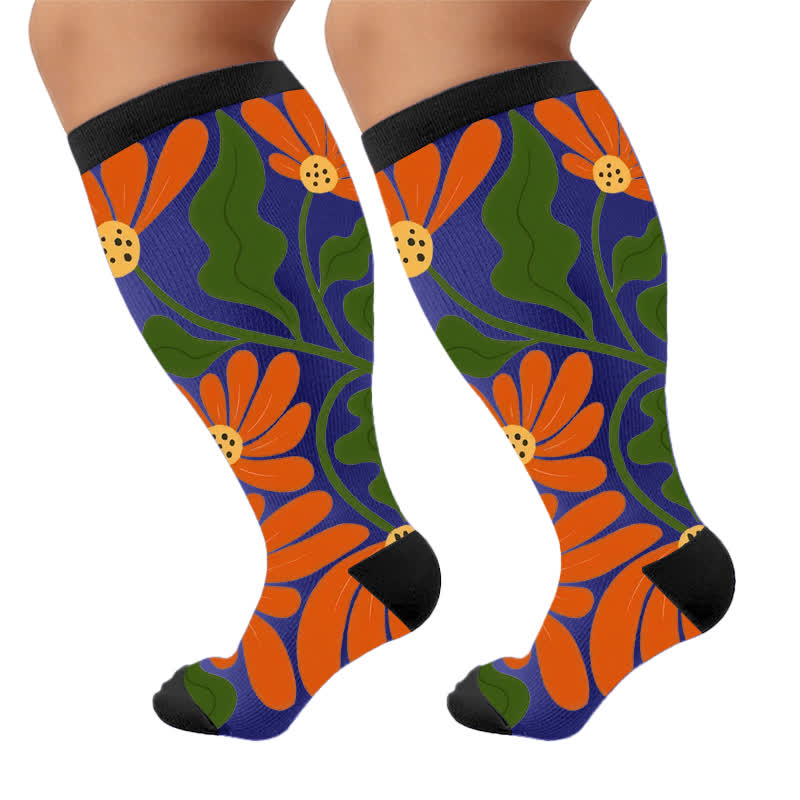 Plusock Plus Size Blooming Flowers Compression Socks - image 8