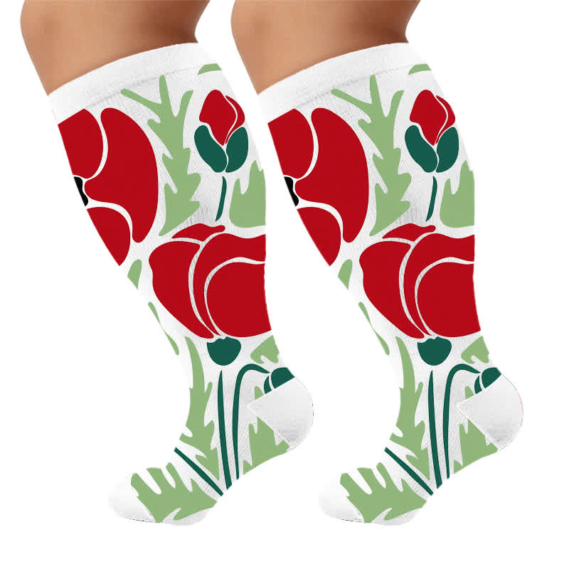 Plusock Plus Size Blooming Flowers Compression Socks - image 10