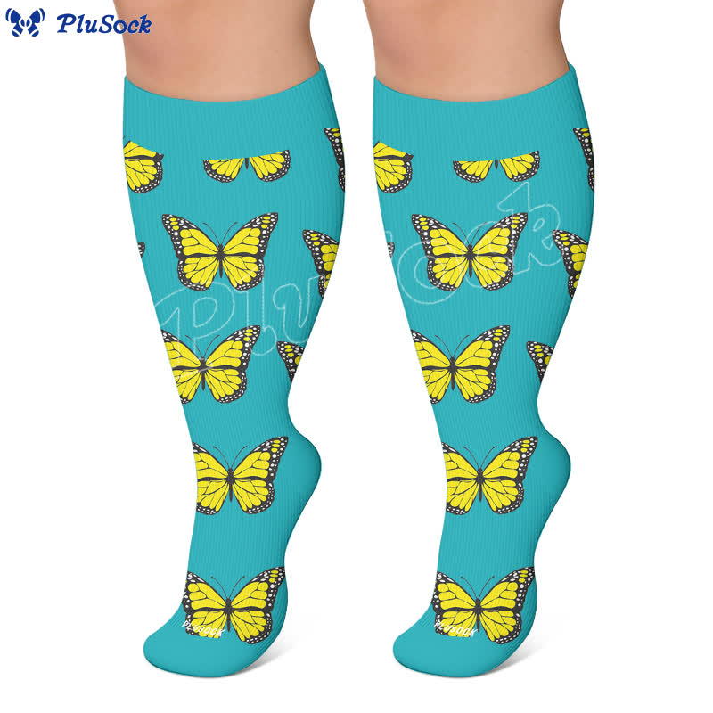 Plusock Plus Size Butterfly Bloom Compression Socks - image 5