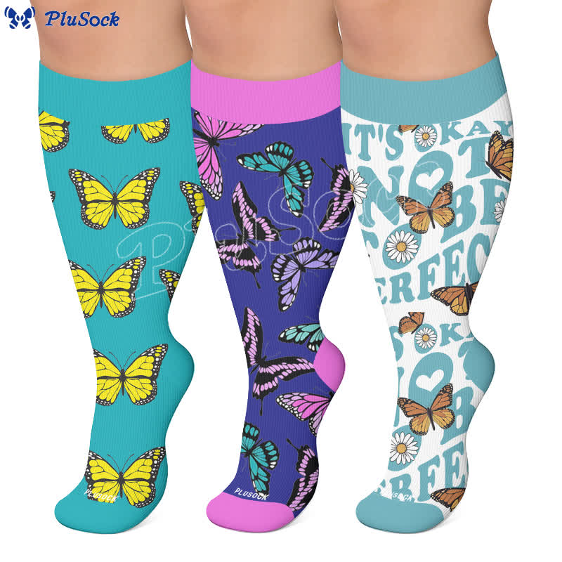 Plusock Plus Size Butterfly Bloom Compression Socks - image 0