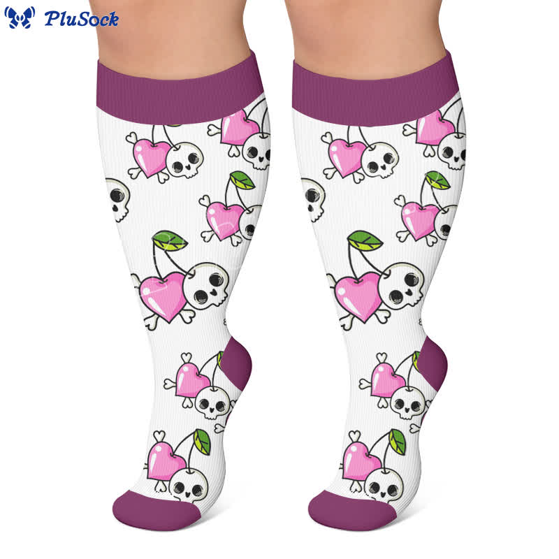 Plusock Plus Size Cherry Skull Compression Socks - image 5