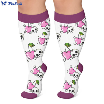 Plusock Plus Size Cherry Skull Compression Socks - image 5