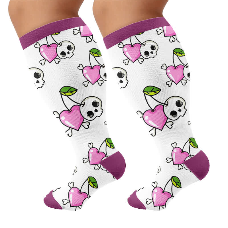 Plusock Plus Size Cherry Skull Compression Socks - image 8