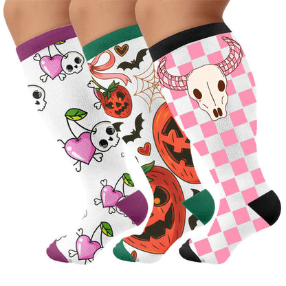 Plusock Plus Size Cherry Skull Compression Socks - Multicolor(3 Pairs) - 4XL(1 Pair) - image 4