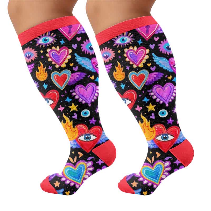 Plusock Plus Size Cosmic Eye Compression Socks - Purple(1 Pair) - 4XL - image 10