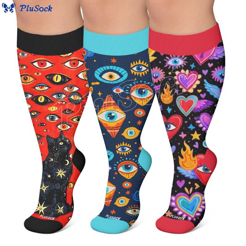 Plusock Plus Size Cosmic Eye Compression Socks - image 0