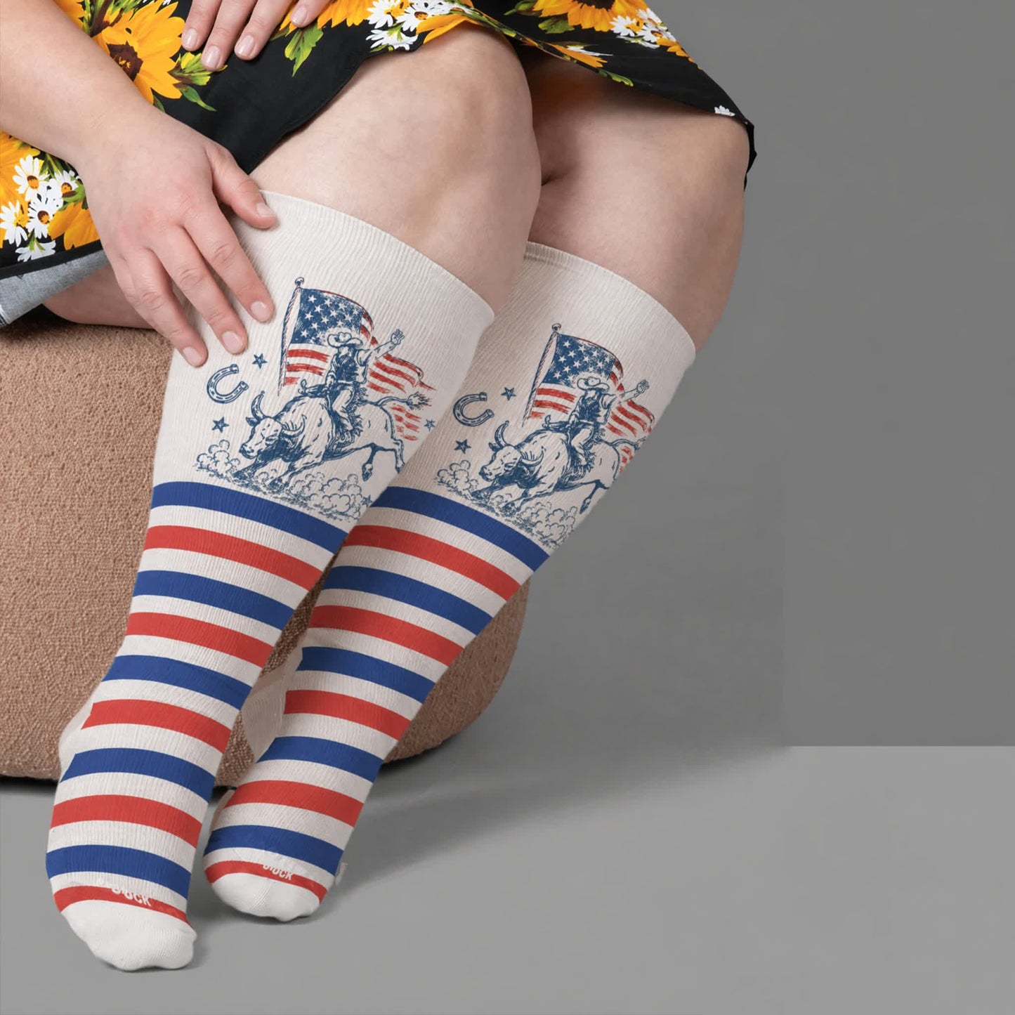 Plusock Plus Size Patriotic Cowgirl Compression Socks - White(1 Pair) - 4XL - image 1