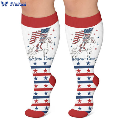 Plusock Plus Size Patriotic Cowgirl Compression Socks - image 6