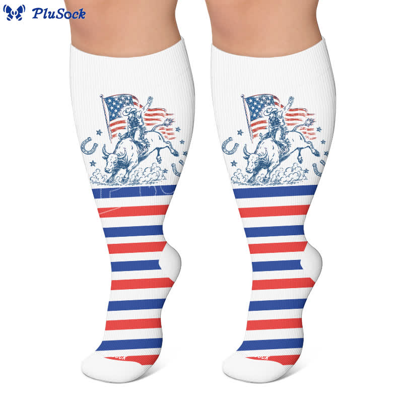 Plusock Plus Size Patriotic Cowgirl Compression Socks - image 5