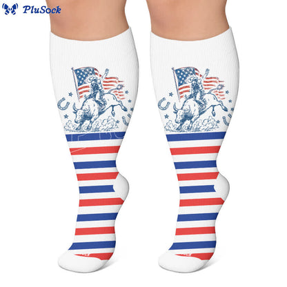 Plusock Plus Size Patriotic Cowgirl Compression Socks - image 5
