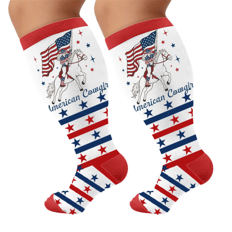 Plusock Plus Size Patriotic Cowgirl Compression Socks - image 9