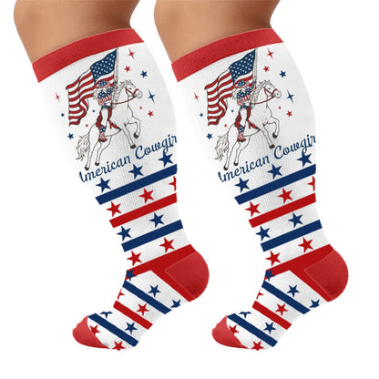 Plusock Plus Size Patriotic Cowgirl Compression Socks - image 9