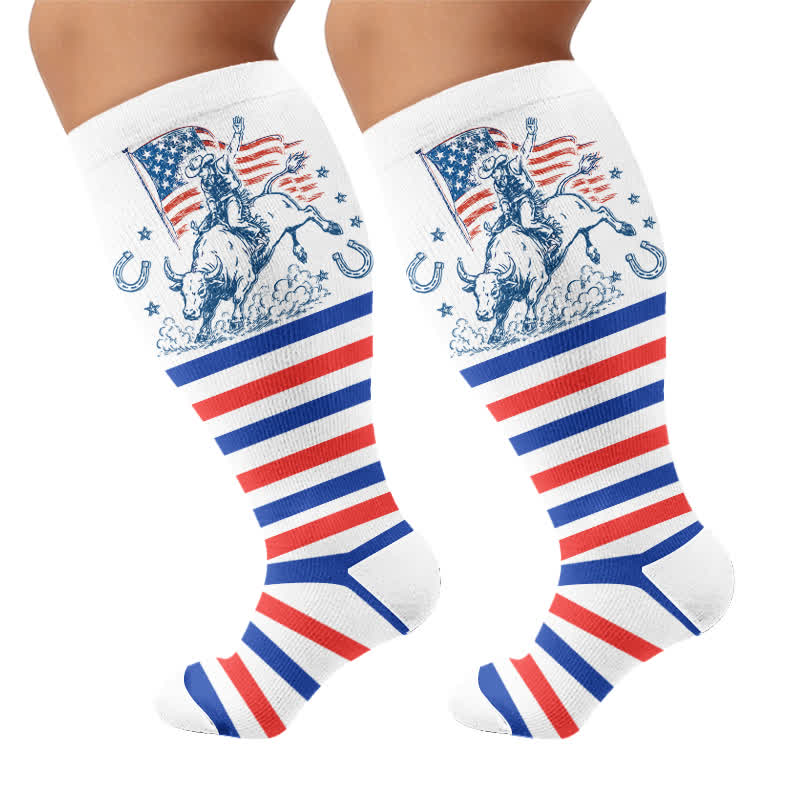 Plusock Plus Size Patriotic Cowgirl Compression Socks - image 8