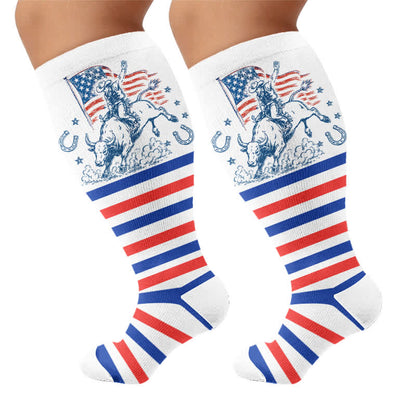 Plusock Plus Size Patriotic Cowgirl Compression Socks - image 8