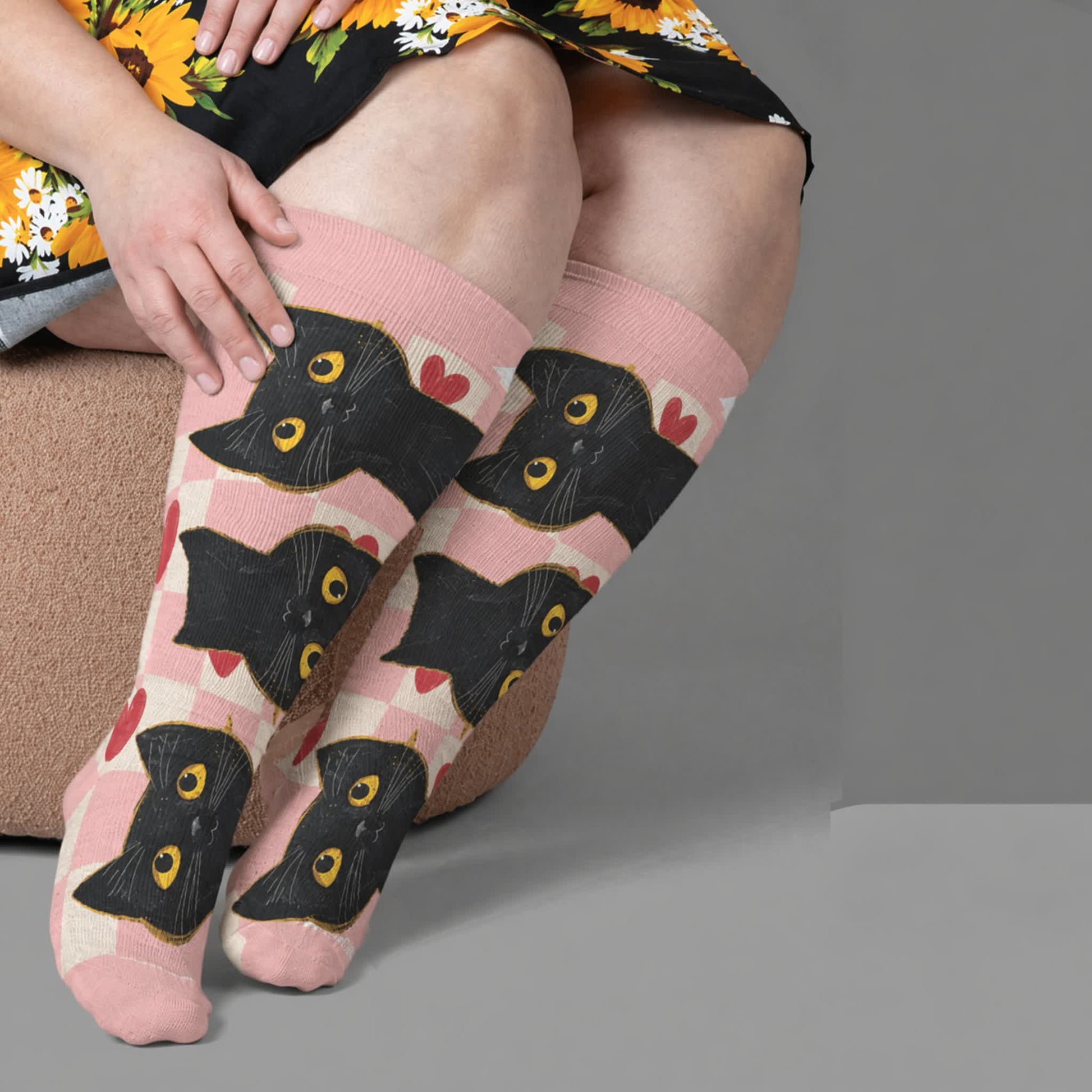 Plusock Plus Size Cat Star Compression Socks - Pink(1 Pair) - 4XL - image 3