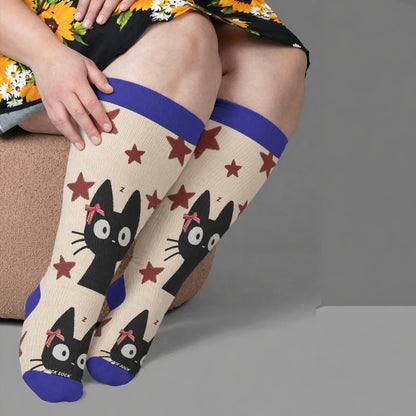 Plusock Plus Size Cat Star Compression Socks - Blue(1 Pair) - 4XL - image 2