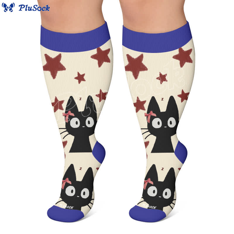 Plusock Plus Size Cat Star Compression Socks - image 6
