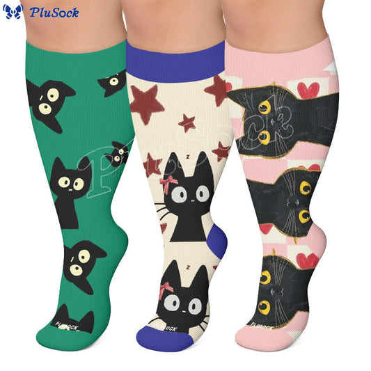 Plusock Plus Size Cat Star Compression Socks - image 0