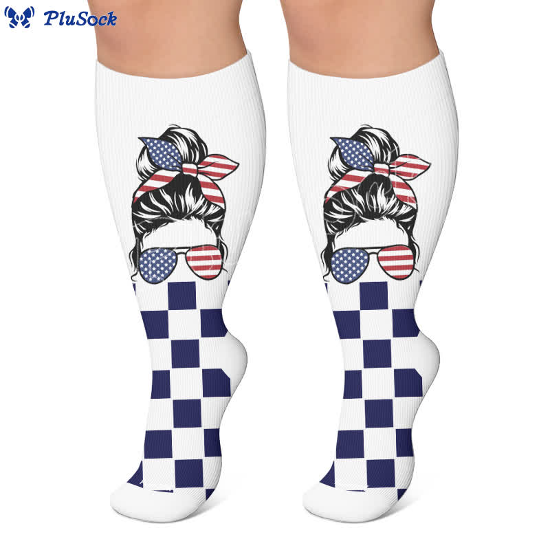 Plusock Plus Size Patriotic Star Stripe Compression Socks - image 5