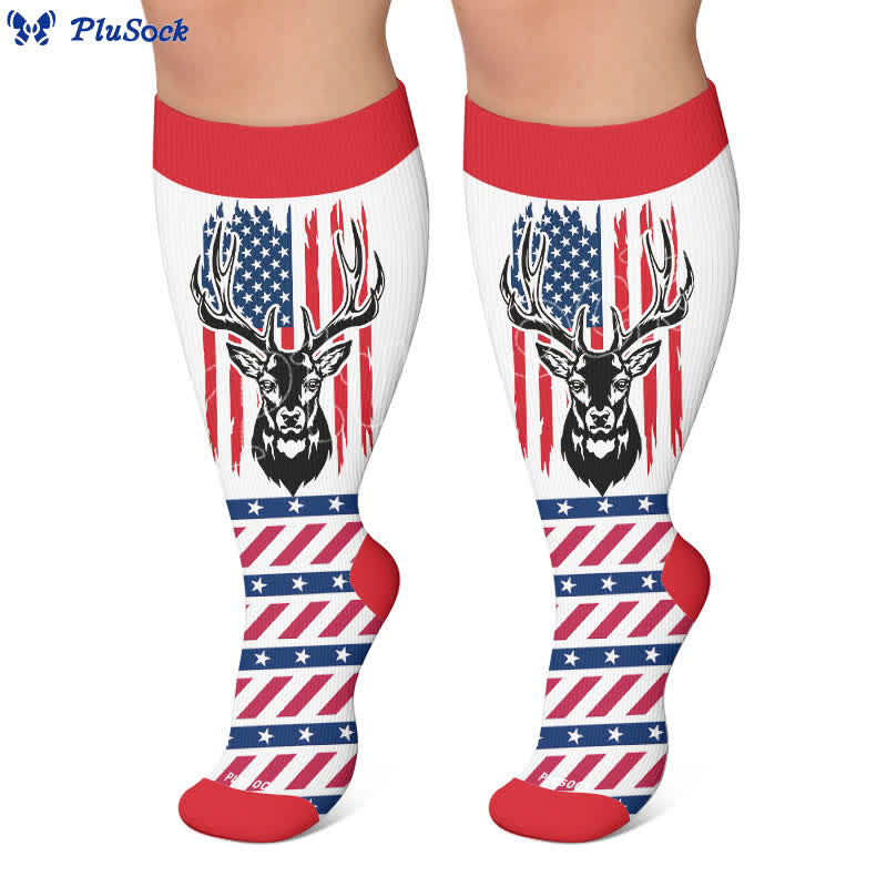 Plusock Plus Size Patriotic Star Stripe Compression Socks - image 6