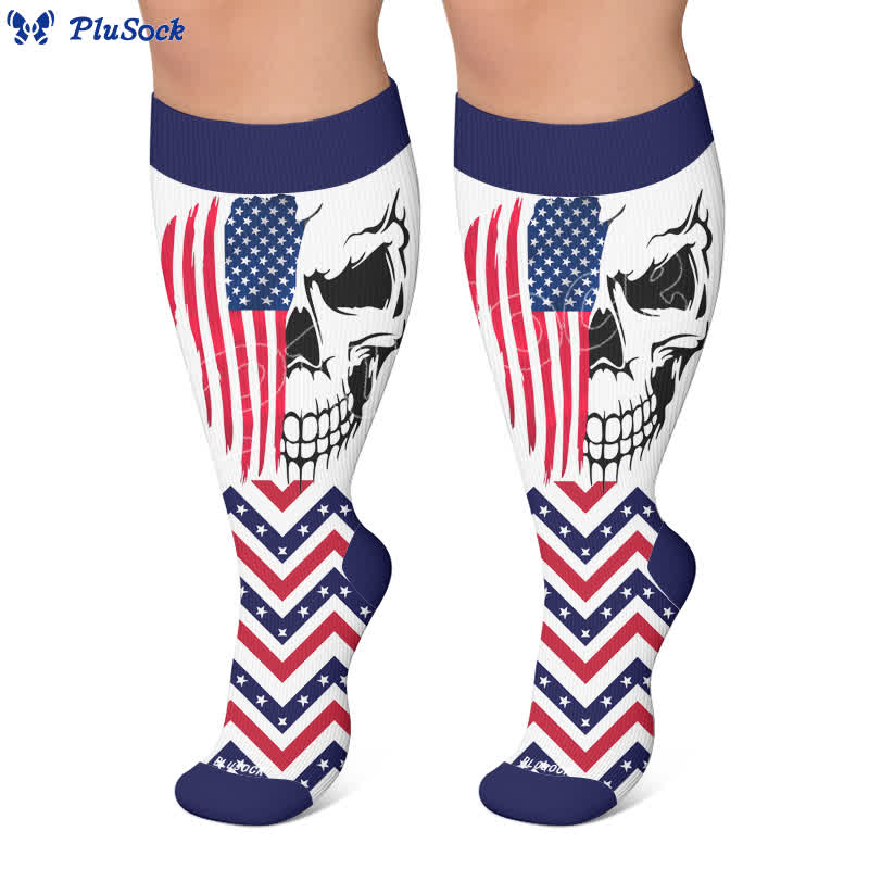 Plusock Plus Size Patriotic Star Stripe Compression Socks - image 7