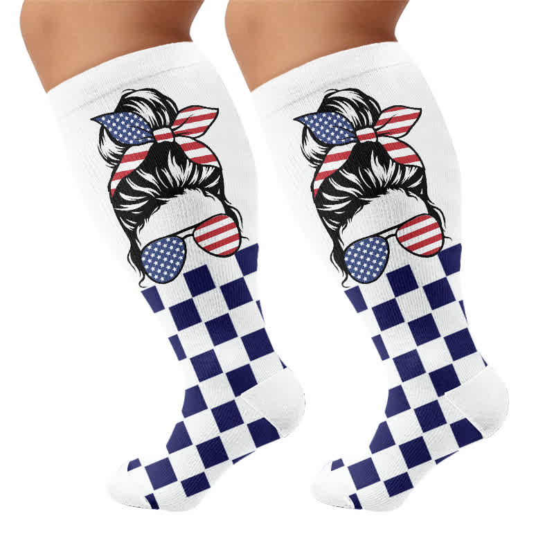 Plusock Plus Size Patriotic Star Stripe Compression Socks - image 8