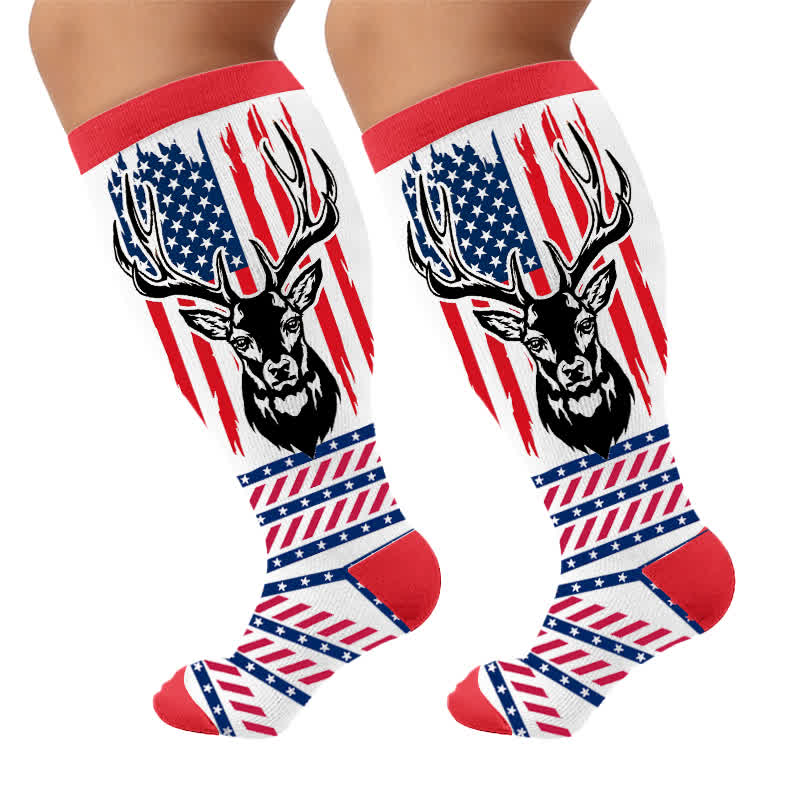 Plusock Plus Size Patriotic Star Stripe Compression Socks - image 9