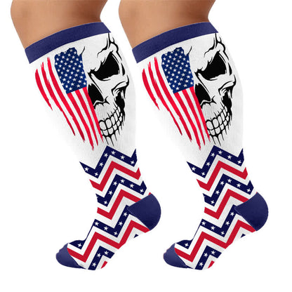Plusock Plus Size Patriotic Star Stripe Compression Socks - image 10