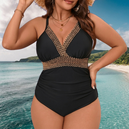 Plusock Black Plunge Cutout One Piece Swimwear - image 2