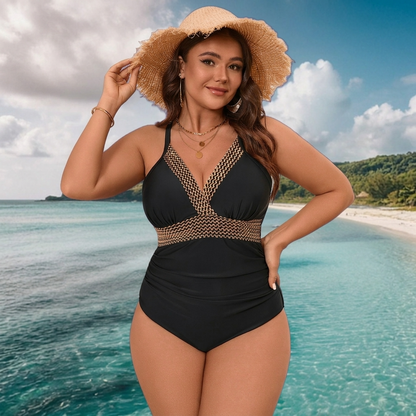Plusock Black Plunge Cutout One Piece Swimwear - image 3