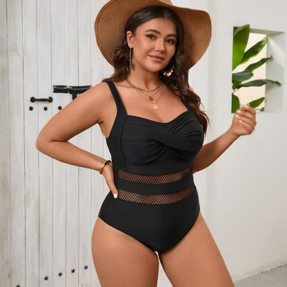 Plusock Black Mesh Cutout One-Piece Swimsuit - image 2
