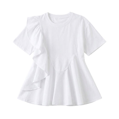 Plusock Asymmetrical Ruffle Detail A-Line Blouse - White - 2XL - image 7