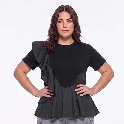 Plusock Asymmetrical Ruffle Detail A-Line Blouse - image 4