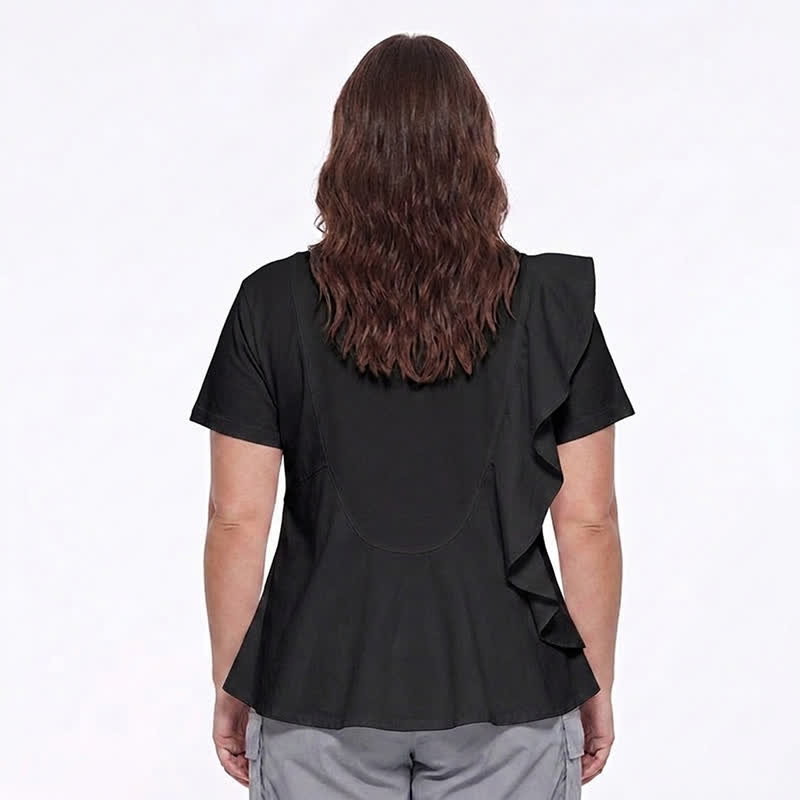 Plusock Asymmetrical Ruffle Detail A-Line Blouse - image 5