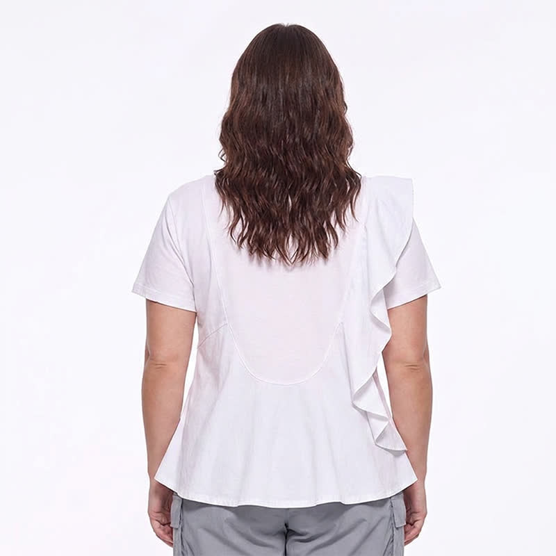 Plusock Asymmetrical Ruffle Detail A-Line Blouse - image 2