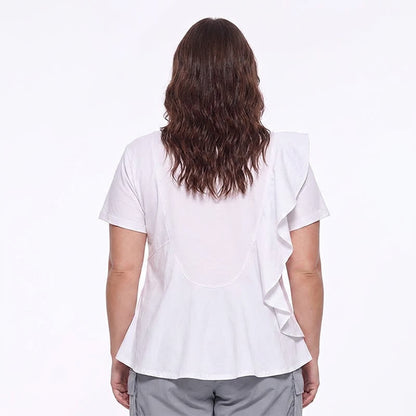 Plusock Asymmetrical Ruffle Detail A-Line Blouse - image 2