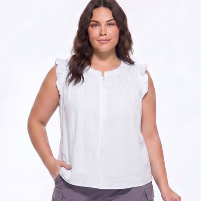 Plusock Plus Size Ruffle Trim Sleeveless Blouse - image 4