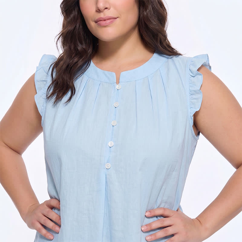 Plusock Plus Size Ruffle Trim Sleeveless Blouse - image 1