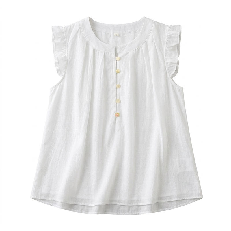 Plusock Plus Size Ruffle Trim Sleeveless Blouse - White - 4XL - image 7